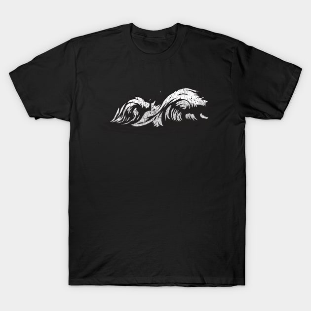 Ocean Wave Silhouette Grunge T-Shirt by divawaddle